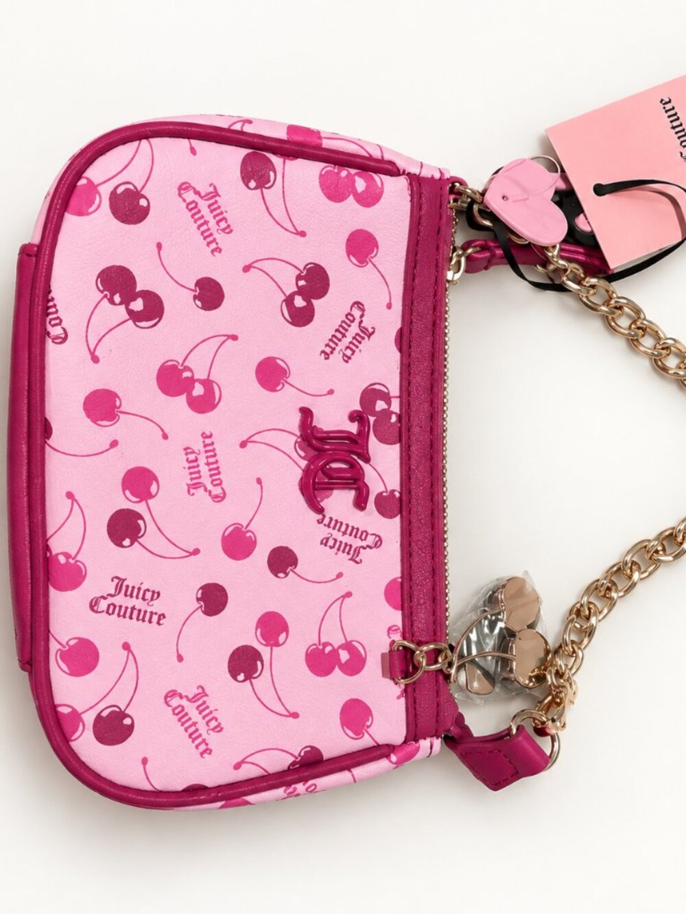 NWT Juicy Couture Pink Cherry Print Chain Strap Shoulder Bag